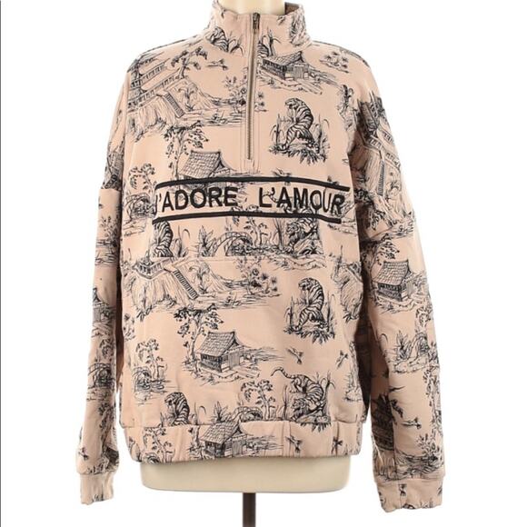 Ell and emm J'ADORE L'AMOUR PATTERN HALF ZIP XL/XXL - Picture 2 of 5